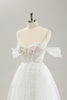 Load image into Gallery viewer, Princess Off The Shoulder Sweep Train Tulle Corset Wedding Dress with Appliques