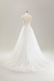 Princess Off The Shoulder Sweep Train Tulle Corset Wedding Dress with Appliques