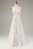 Load image into Gallery viewer, White A Line Sweetheart Sweep Train Corset Wedding Dress with Applique Lace