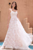 Load image into Gallery viewer, White A Line Sweetheart Sweep Train Corset Ruffle Wedding Dress with Applique Lace