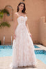 Load image into Gallery viewer, White A Line Sweetheart Sweep Train Corset Ruffle Wedding Dress with Applique Lace