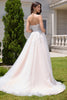 Load image into Gallery viewer, Sparkly White A Line Sweetheart Long Wedding Dress with Applique Lace