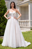 Load image into Gallery viewer, Sparkly White A Line Sweetheart Long Wedding Dress with Applique Lace