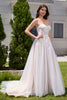 Load image into Gallery viewer, Sparkly White A Line Sweetheart Long Wedding Dress with Applique Lace