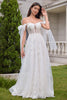 Load image into Gallery viewer, Princess White A-Line Lace Up Tulle Corset Bridal Dress with Appliques Lace