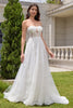 Load image into Gallery viewer, Princess White A-Line Lace Up Tulle Corset Bridal Dress with Appliques Lace