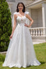 Load image into Gallery viewer, Princess White A-Line Lace Up Tulle Corset Bridal Dress with Appliques Lace