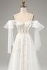 Load image into Gallery viewer, Princess White A-Line Lace Up Tulle Corset Wedding Dress with Appliques Lace