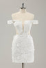 Load image into Gallery viewer, White Off the Shoulder Cut Out Wedding Dress with Detachable Tulle