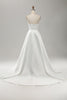 Load image into Gallery viewer, Elegant A Line Strapless Pleated Sweep Train White Wedding Dress With Slit