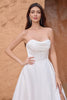 Load image into Gallery viewer, Elegant A Line Strapless Pleated Sweep Train White Wedding Dress With Slit