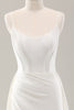 Load image into Gallery viewer, White Spaghetti Straps Satin Sweep Train Wedding Dress with Slit