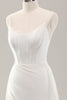 Load image into Gallery viewer, White Spaghetti Straps Satin Sweep Train Wedding Dress with Slit