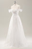 Load image into Gallery viewer, White A Line Off the Shoulder Corset Wedding Dress with Lace-up Back