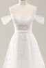 Load image into Gallery viewer, White A Line Off the Shoulder Corset Wedding Dress with Lace-up Back