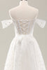 Load image into Gallery viewer, White A Line Off the Shoulder Corset Wedding Dress with Lace-up Back