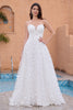 Load image into Gallery viewer, A Line Sweetheart Applique Lace White Wedding Dress with Detachable Sleeves