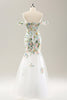 Load image into Gallery viewer, White Mermaid Off the Shoulder Flowers Corset Long Bridal Dress