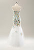 Load image into Gallery viewer, White Mermaid Off the Shoulder Flowers Corset Long Bridal Dress