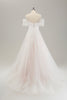 Load image into Gallery viewer, White A Line Off the Shoulder Tulle Long Bridal Dress with Embroidery