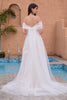 Load image into Gallery viewer, White A Line Off the Shoulder Tulle Lace Bridal Party Dress with Embroidery