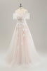 Load image into Gallery viewer, White A Line Off the Shoulder Tulle Long Bridal Dress with Embroidery