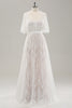 Load image into Gallery viewer, White A Line Sweetheart Lace Long Wedding Dress with Short Sleeves