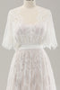 Load image into Gallery viewer, White A Line Sweetheart Lace Long Wedding Dress with Short Sleeves