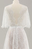 Load image into Gallery viewer, White A Line Sweetheart Lace Long Wedding Dress with Short Sleeves