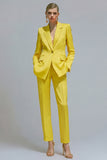 Orange Notched Lapel 2 piece Slim Fit Women's Work Suits