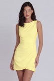 Ivory Bodycon Round Neck Ruched Graduation Dress