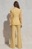 White Notched Lapel Ruffled Slim Fit Women Suit
