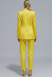 Orange Notched Lapel 2 piece Slim Fit Women's Work Suits