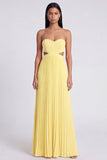 A-Line Pink and Orange Sweetheart Pleated Maxi Dress
