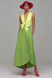 Orange And Fuchsia V Neck A Line Formal Dress