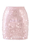 Women's Glamorous Large Sequin High Waisted Mini Sparkly Rose Night Out Skirt