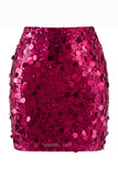 Women's Glamorous Large Sequin High Waisted Mini Sparkly Rose Night Out Skirt