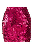 Women's Glamorous Large Sequin High Waisted Mini Sparkly Rose Night Out Skirt