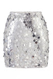 Women's Glamorous Large Sequin High Waisted Mini Sparkly Rose Night Out Skirt