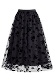 Women's Floral Mesh Tulle Midi Skirt – A-Line High Waisted Fairy Long Skirt