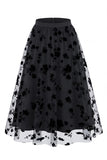 Women's Floral Mesh Tulle Midi Skirt – A-Line High Waisted Fairy Long Skirt