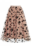 Women's Floral Mesh Tulle Midi Skirt – A-Line High Waisted Fairy Long Skirt