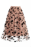 Women's Floral Mesh Tulle Midi Skirt – A-Line High Waisted Fairy Long Skirt