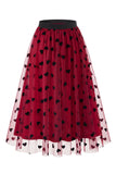 Women's Floral Mesh Tulle Midi Skirt – A-Line High Waisted Fairy Long Skirt