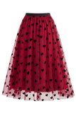 Women's Floral Mesh Tulle Midi Skirt – A-Line High Waisted Fairy Long Skirt