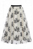 Women's Floral Mesh Tulle Midi Skirt – A-Line High Waisted Fairy Long Skirt