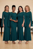 Dark Green Mermaid Beaded Round Neck Long Choir Dress
