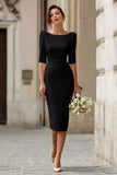 Ivory Boat Neck Engagement Dress with Sleeves