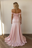 Pink Mermaid Off the Shoulder Long Prom Dress with Appliques