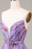 Load image into Gallery viewer, Purple Sweetheart Printed A-Line Prom Dress